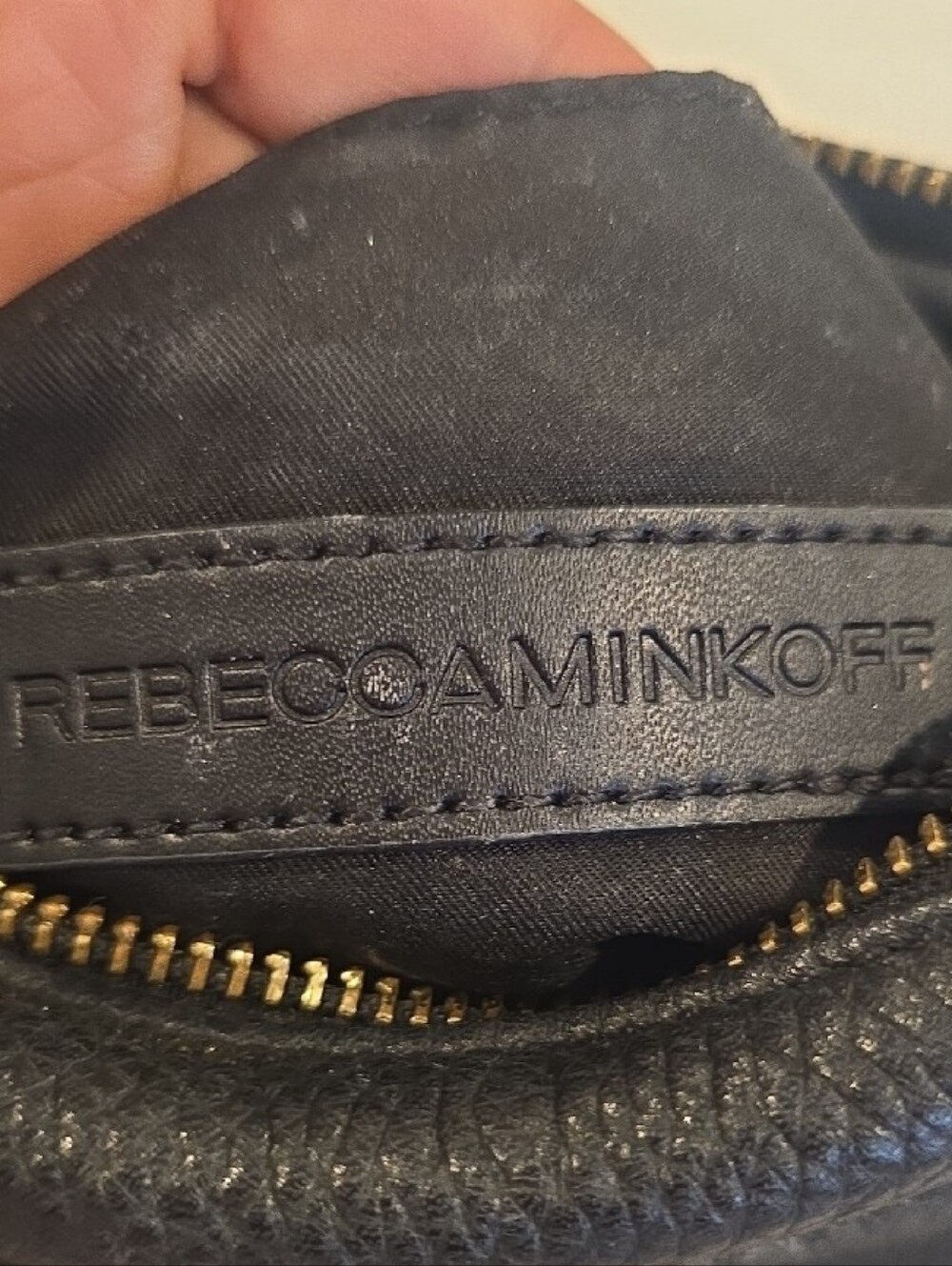 Rebecca Minkoff Black Crossbody with Gold Chain & Triple Zips - Picture 2 of 5